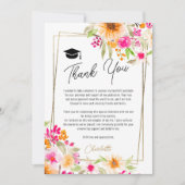 夏の庭のフローラ金ゴールド写真の卒業 サンキューカード (正面)