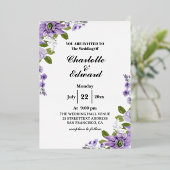 夏の庭の水の色のフローラのフォイル結婚インビ 箔招待状 (立ち正面)