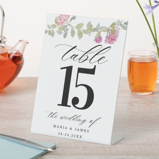 夏の庭の水の色のフローラテーブル番号 台座サイン (インサイチュ)