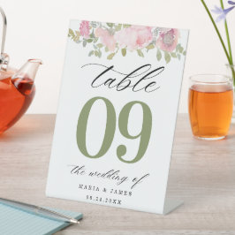 夏の庭の水の色のフローラテーブル番号 台座サイン