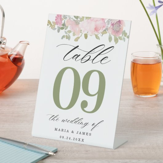 夏の庭の水の色のフローラテーブル番号 台座サイン (インサイチュ)