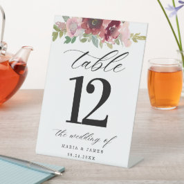 夏の庭の水の色のフローラテーブル番号 台座サイン