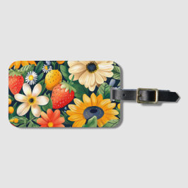 夏の庭の花いちご柄 ラゲッジタグ