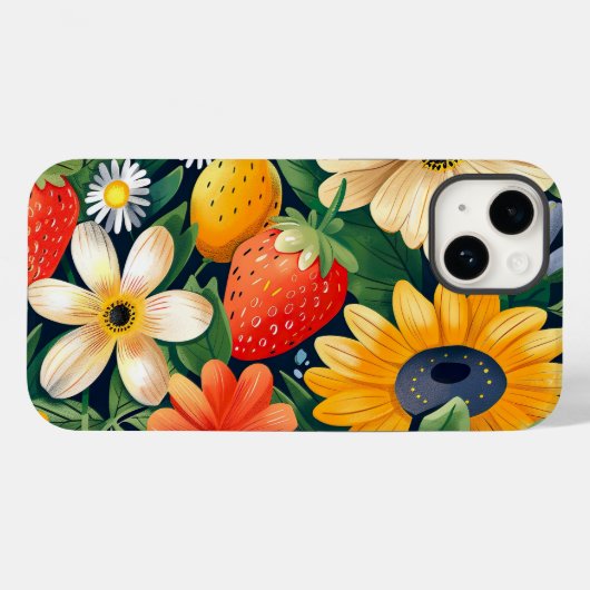 夏の庭の花いちご柄 Case-Mate iPhoneケース (裏面 (横))