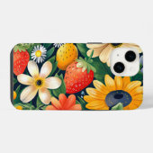 夏の庭の花いちご柄 iPhoneケース (裏面横)