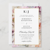 夏の庭の花模様の結婚式招待状 招待状 (正面)