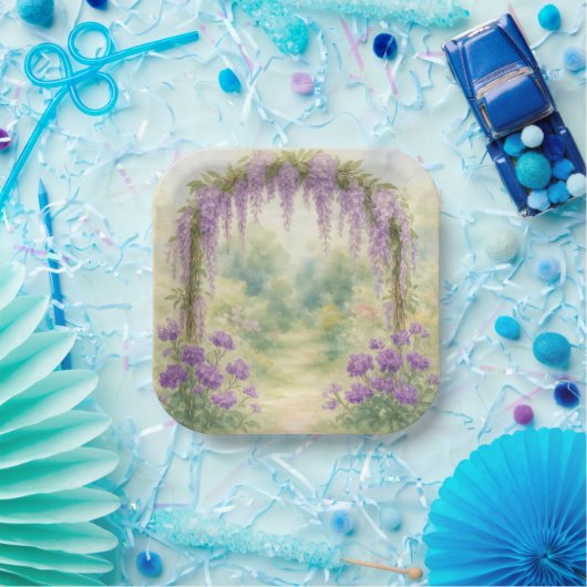夏の庭の藤のアーチ ペーパープレート (パーティー)