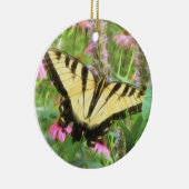 夏の庭の黄色いアゲハチョウの蝶 セラミックオーナメント (右)