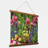 夏の庭カラフル開花フローラ 吊り下げ型タペストリー (傾斜あり)