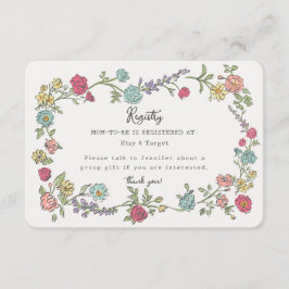 夏の庭パーティーフローラベビーレジストリの挿入 エンクロージャーカード