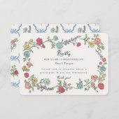 夏の庭パーティーフローラベビーレジストリの挿入 エンクロージャーカード (正面/裏面)
