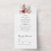 夏の庭園の水彩花のウェディング オールインワン招待状 (内側)