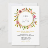 夏の庭園の水彩花のウェディング 招待状 (正面)