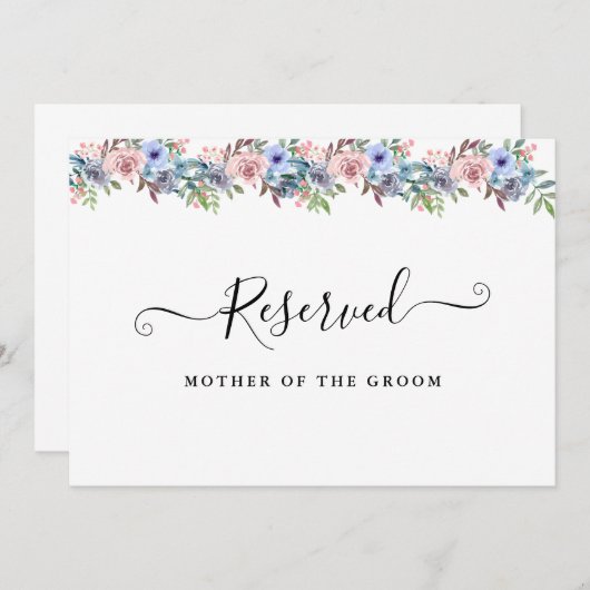 夏の庭園の水彩花の予約サイン 招待状 (正面/裏面)