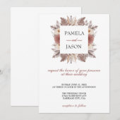 夏の庭園をイメージした水彩フラワーのウェディング 招待状 (正面/裏面)