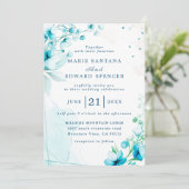 夏の庭園を彩る水彩フラワーのウェディング 招待状 (スタンド正面)