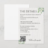 夏の庭園を彩る水彩花のウェディング エンクロージャーカード (正面/裏面)