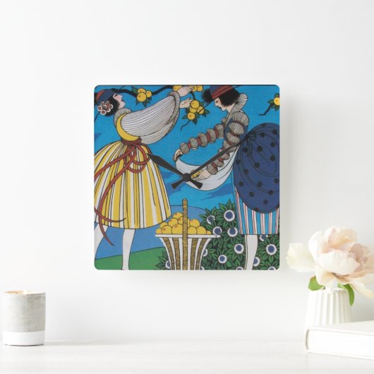 夏の庭 スクエア壁時計 (ホーム)