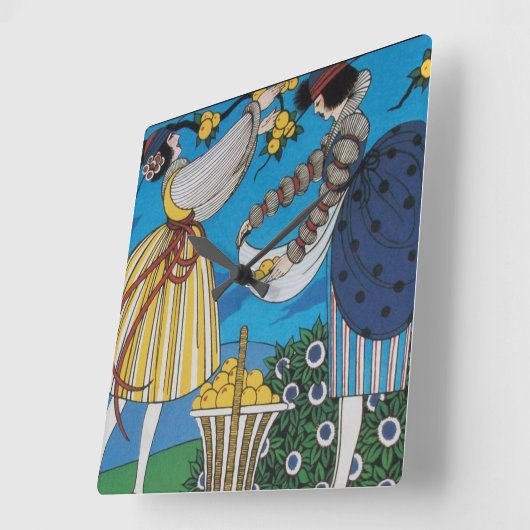 夏の庭 スクエア壁時計 (傾斜)