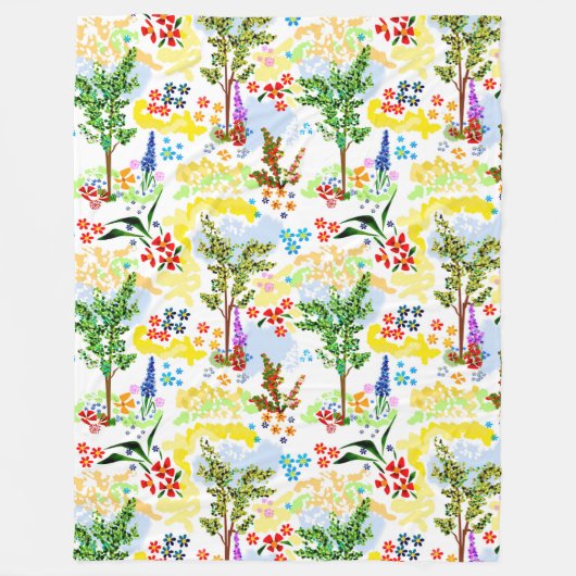 夏の庭 フリースブランケット (正面)