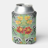 夏の庭:咲く水色の花。 缶クーラー (缶正面)