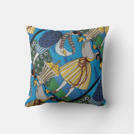 夏の庭/美しいファッション衣装デザイナー クッション (裏面)