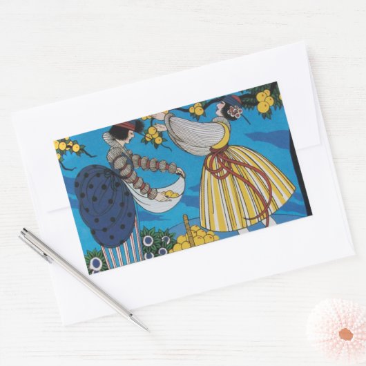 夏の庭 長方形シール (封筒)