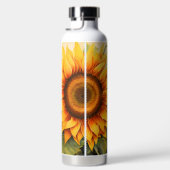 夏の引用文を持つ感動的ひまわり ウォーターボトル (右面)