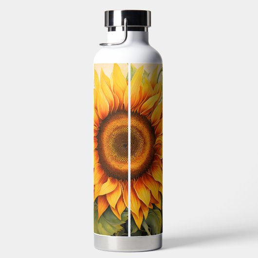 夏の引用文を持つ感動的ひまわり ウォーターボトル (右面)