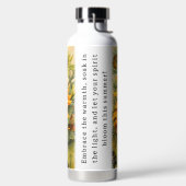 夏の引用文を持つ感動的ひまわり ウォーターボトル (左面)