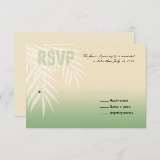 夏の微風のビーチRSVP |のヒスイ 出欠カード (正面/裏面)