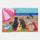 夏の微風のラブラドールの絵を描くこと キッチンタオル (横)