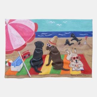 夏の微風のラブラドールの絵を描くこと キッチンタオル