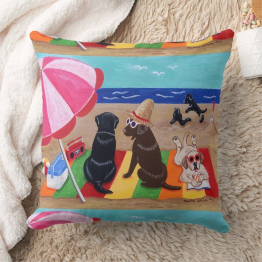 夏の微風のラブラドールの絵を描くこと クッション (ブランケット)