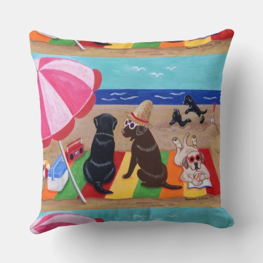 夏の微風のラブラドールの絵を描くこと クッション (裏面)