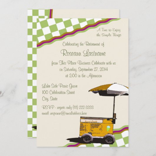 夏の思い出の退職 招待状 (正面/裏面)