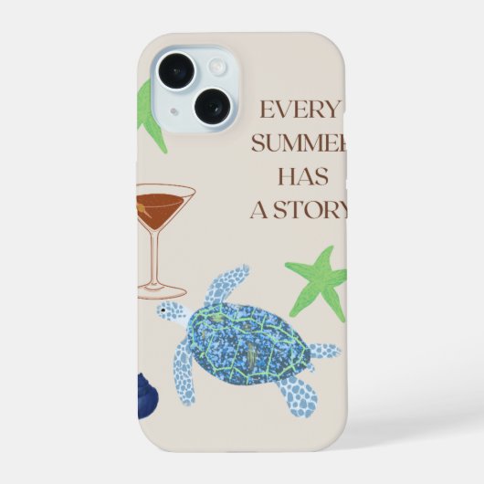 夏の思い出 ビーチ風デザイン フォンケース iPhone 15ケース (裏面)