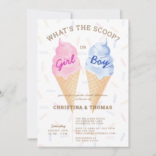 夏の性別の表示 招待状 (正面)