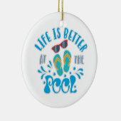 夏の恋人のためのプールデザインでの生活は良い セラミックオーナメント (右)