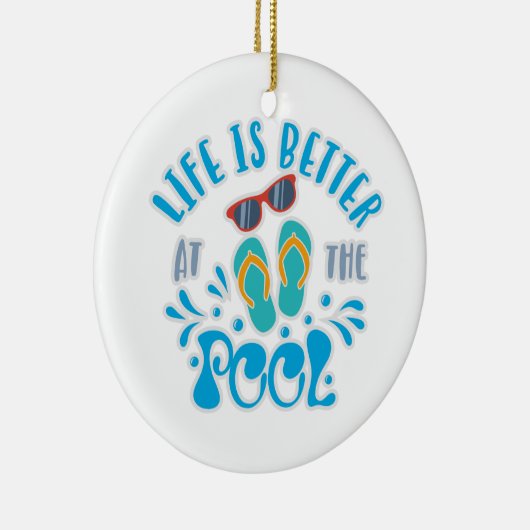 夏の恋人のためのプールデザインでの生活は良い セラミックオーナメント (右)