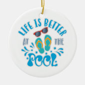 夏の恋人のためのプールデザインでの生活は良い セラミックオーナメント (正面)