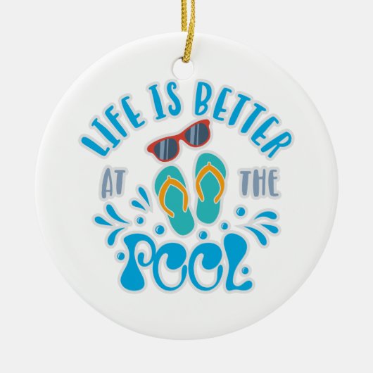 夏の恋人のためのプールデザインでの生活は良い セラミックオーナメント (正面)