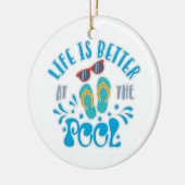 夏の恋人のためのプールデザインでの生活は良い セラミックオーナメント (左)