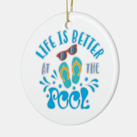 夏の恋人のためのプールデザインでの生活は良い セラミックオーナメント (左)