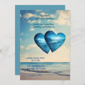夏の恋 海 ビーチ オーシャン ブルー ウェディング 招待状 (正面/裏面)