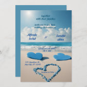 夏の恋 海 ビーチ 青 オーシャン ウェディング 招待状 (正面/裏面)