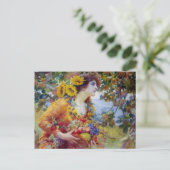 夏の恵みを持つ女性 ポストカード (スタンド正面)