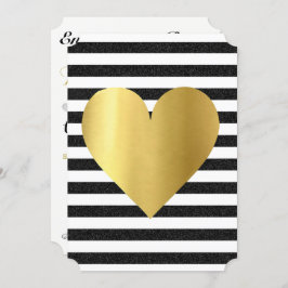 夏の愛に満ちたブラック＆ゴールドのソワレーランパーティー 招待状