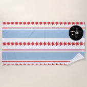 夏の愛国的な垂直ストライプと星 ビーチタオル (正面)