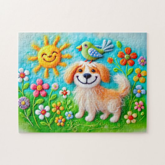 夏の感じ日照を楽しむ犬 ジグソーパズル (横)